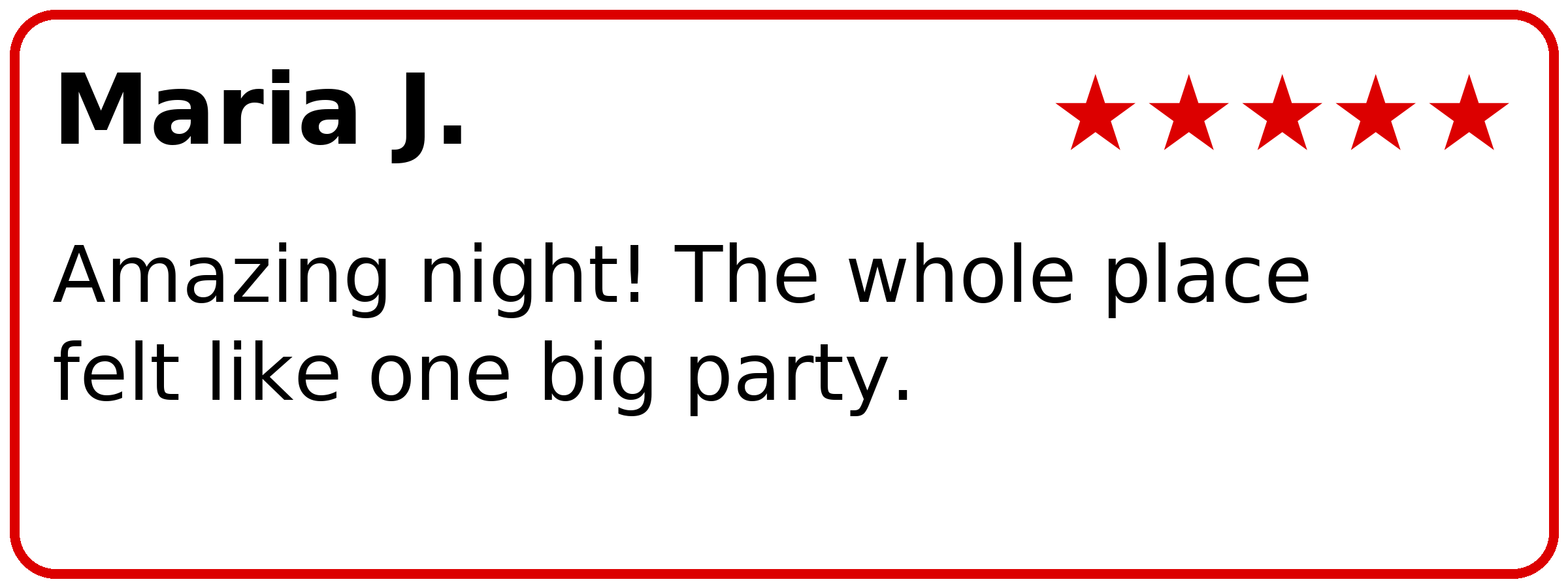 Customer review of PianoPiano Dueling Piano Bar